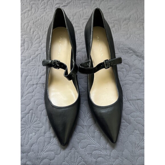 Via Spiga Black Leather Mary Jane Pumps Heels SZ  US 10.5M/ EU 40.5 NWOB (READ) - Picture 1 of 13